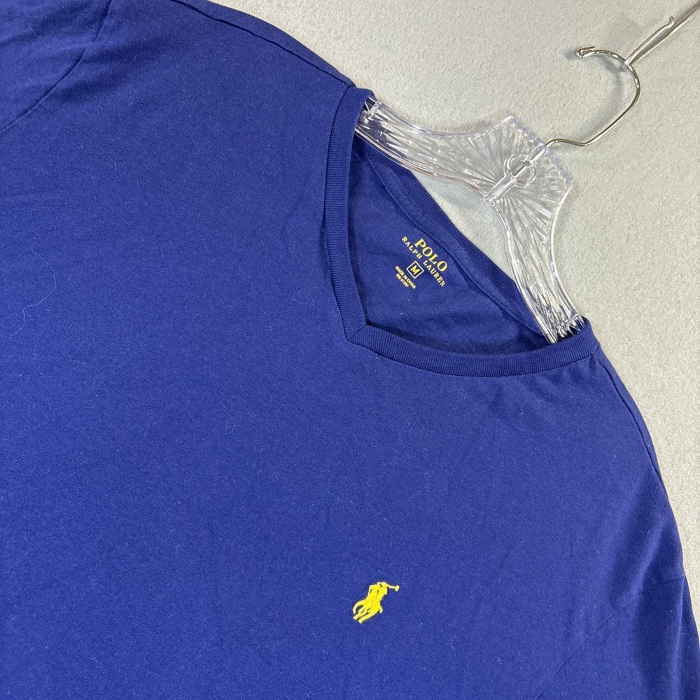 Polo Ralph Lauren Men's Navy Blue Classic Fit V Neck Logo T-Shirt Size Medium